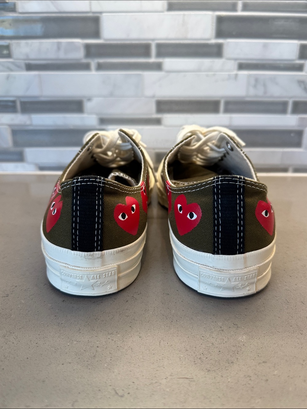 Converse x COMME des GARÇONS Olive Green Low Top Sneakers - Picture 5 of 8